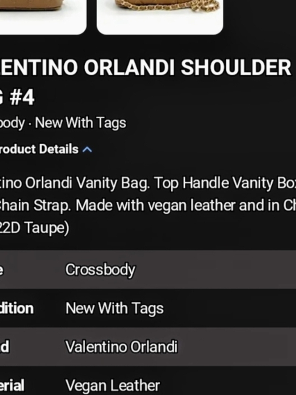 Valentino Orlandi Quilted Mini Top-Handle Bag in Brown with Gold Hardware - Picture 4 of 4